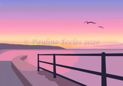 pink sunrise from coble landing Filey