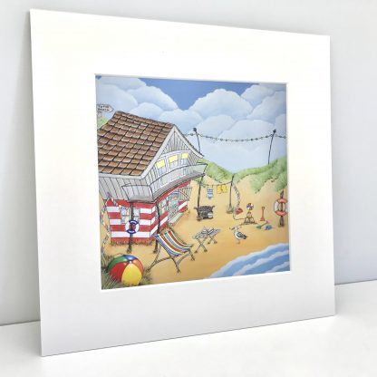 this little beach hut by the sea mounted art print